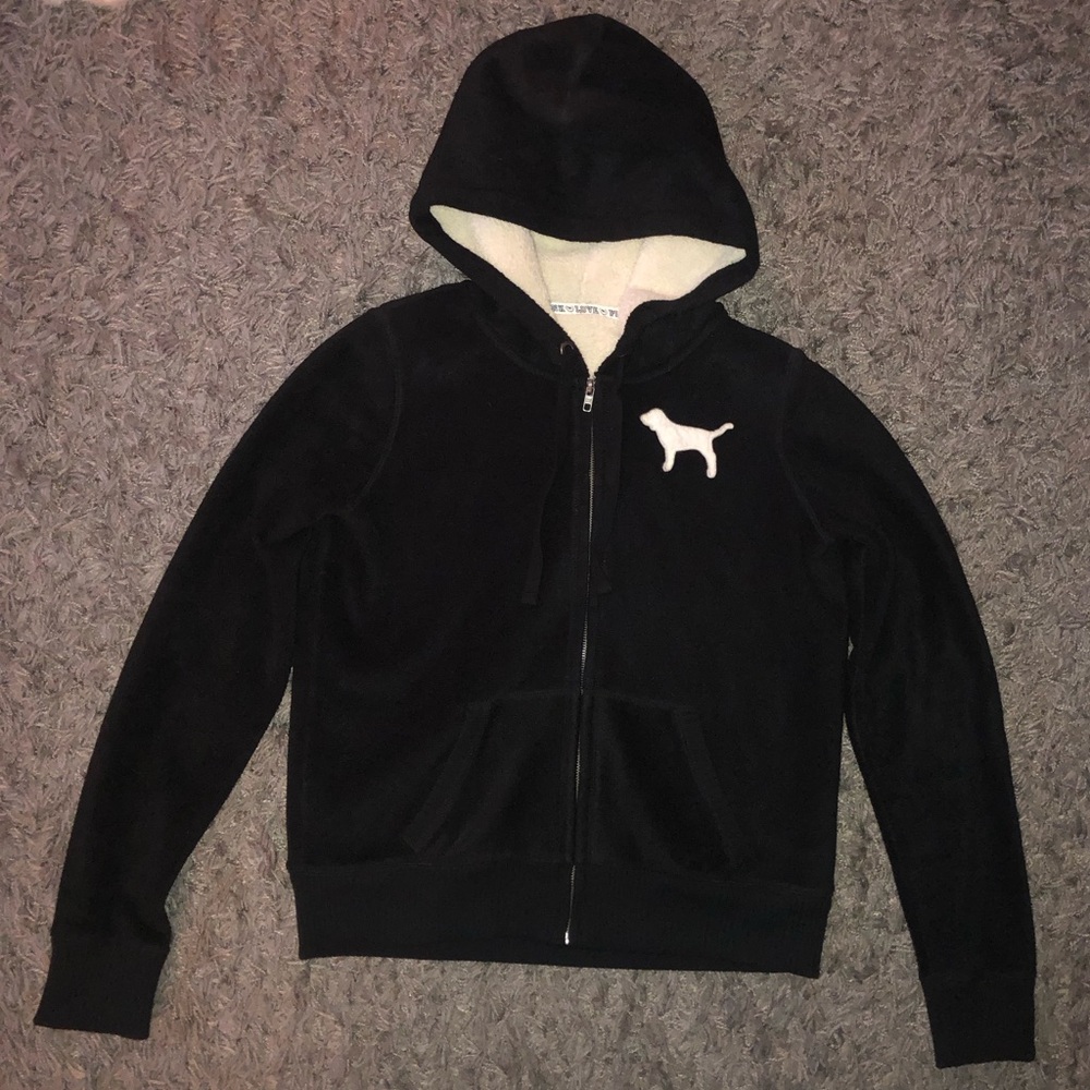 Vintage Y2K Victoria’s Secret PINK Sherpa Zip up Hoodie, Size M
